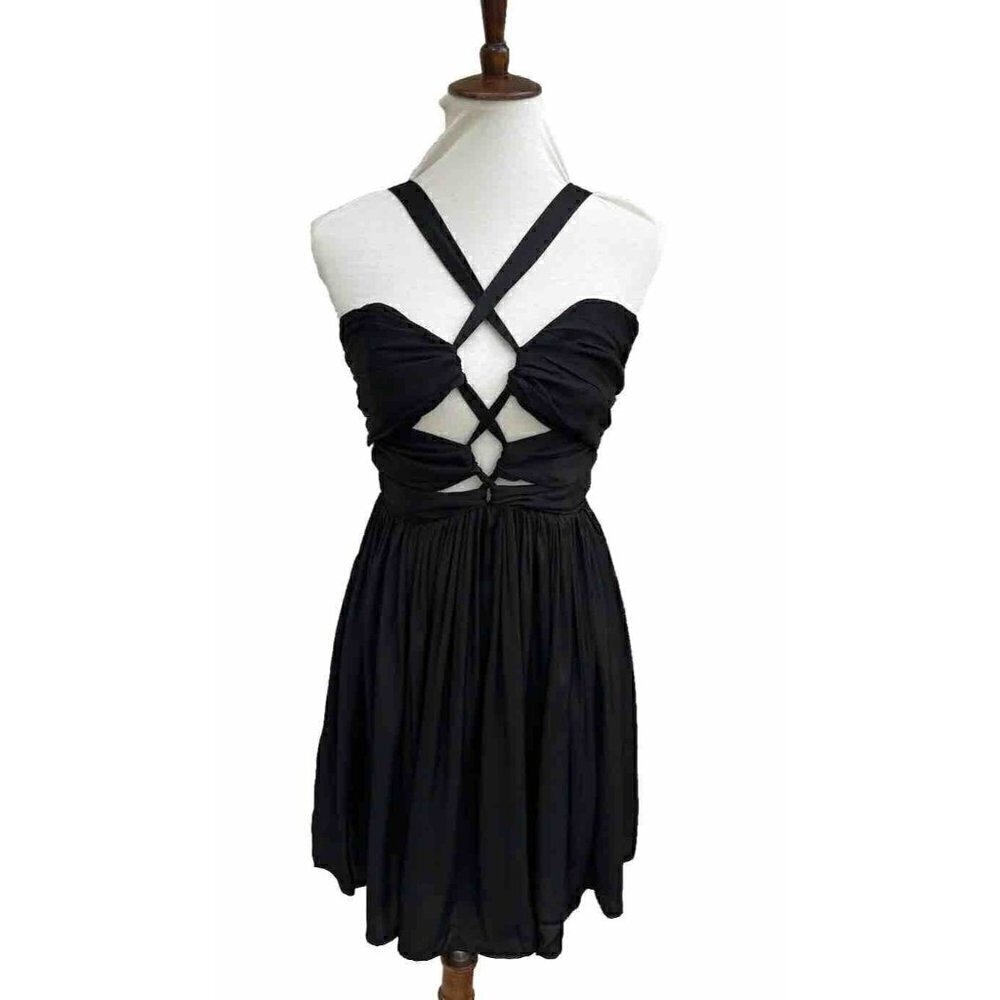THE JETSET DIARIES Black Short Lived Halter Cut out Dress Size M